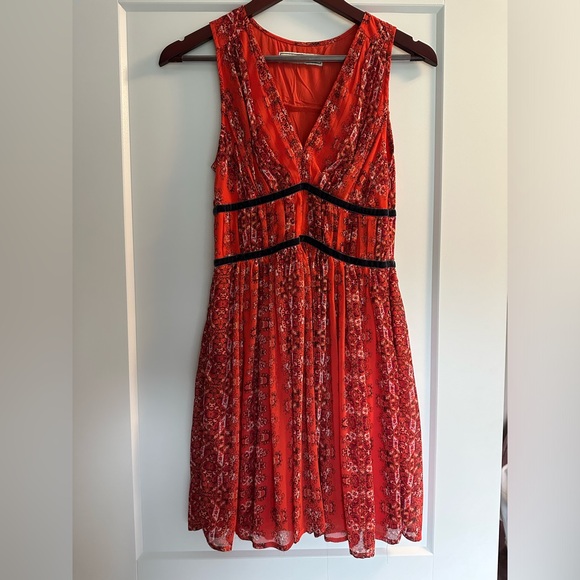 Abercrombie Orange Boho Sleeveless V-Neck Dress - Picture 1 of 7